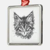 Schwarz-Weiß-Kitten Ornament Aus Metall (Links)