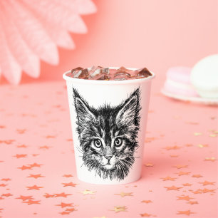 Schwarz-Weiß-Kitten Pappbecher