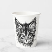 Schwarz-Weiß-Kitten Pappbecher (Rückseite)