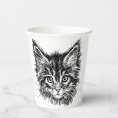 Schwarz-Weiß-Kitten Pappbecher (Vorderseite)