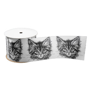 Schwarz-Weiß-Kitten Satinband