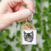 Schwarz-Weiß-Kitten Schlüsselanhänger (Hand)