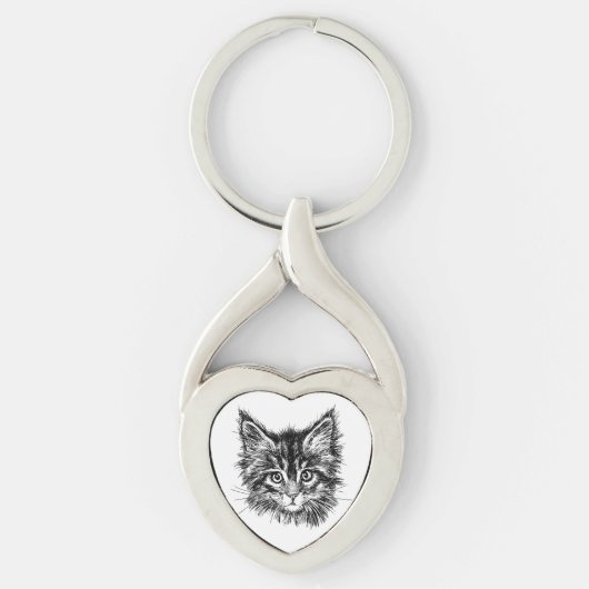 Schwarz-Weiß-Kitten Schlüsselanhänger (Vorderseite)