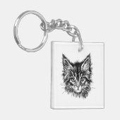 Schwarz-Weiß-Kitten Schlüsselanhänger (Vorderseite links)