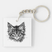 Schwarz-Weiß-Kitten Schlüsselanhänger (Rückseite)