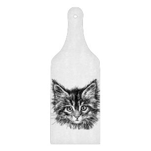 Schwarz-Weiß-Kitten Schneidebrett