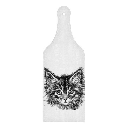 Schwarz-Weiß-Kitten Schneidebrett (Vorderseite)