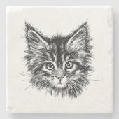 Schwarz-Weiß-Kitten Steinuntersetzer (Vorderseite)