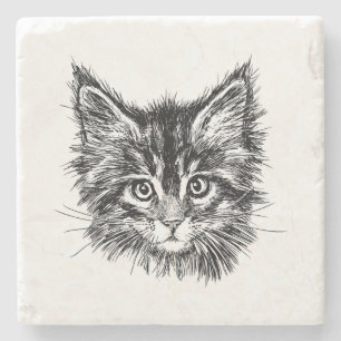 Schwarz-Weiß-Kitten Steinuntersetzer