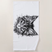 Schwarz-Weiß-Kitten Strandtuch (Vorderseite)