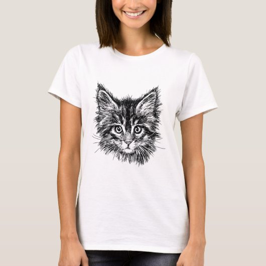 Schwarz-Weiß-Kitten T-Shirt (Vorderseite)