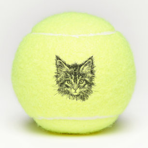 Schwarz-Weiß-Kitten Tennisbälle