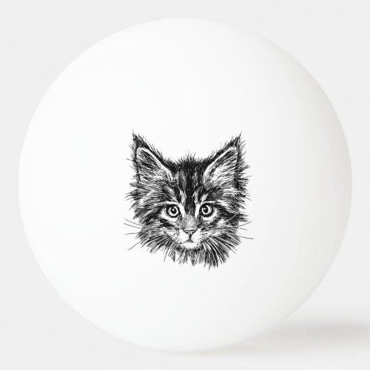Schwarz-Weiß-Kitten Tischtennisball (Vorderseite)