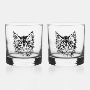 Schwarz-Weiß-Kitten Whiskyglas