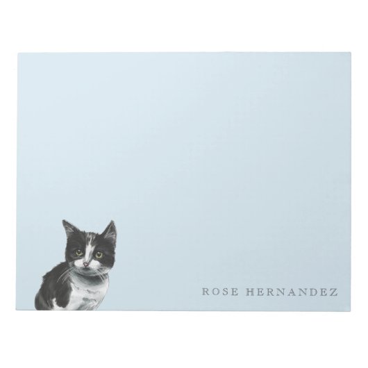 Schwarz-Weiß-Kitten Zeichnend Notizblock (Vorderseite)