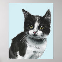 Schwarz-Weiß-Kitten Zeichnend