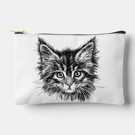 Schwarz-Weiß-Kitten Zubehörtasche (Vorderseite)