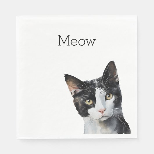 Schwarz-weiß Kitty Cat Serviette (Vorderseite)