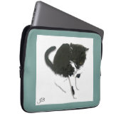 Schwarz-weiß Kitty Personalisiert Laptopschutzhülle (Vorne Rechts)