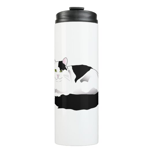 Schwarz-Weiß-Kitty Thermosbecher (Vorderseite)