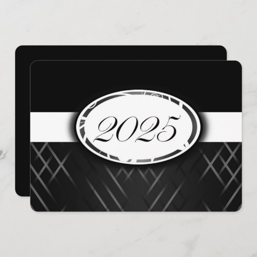 Schwarz-Weiß-Klasse des Party 2025 Einladung (Vorne/Hinten)