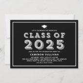 Schwarz-Weiß-Klasse des Retro-Abschlusses 2025 Einladung (Vorderseite)