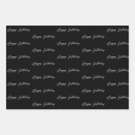 Schwarz-Weiß-Klasse Geburtstag Geschenkpapier Set (Vorderseite 2)