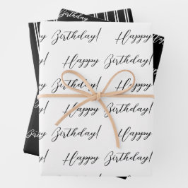 Schwarz-Weiß-Klasse Geburtstag Geschenkpapier Set
