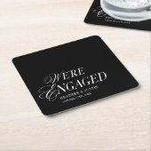 Schwarz-Weiß-Klassik-Format Wir sind Verlobt Rechteckiger Pappuntersetzer (angewinkelt)