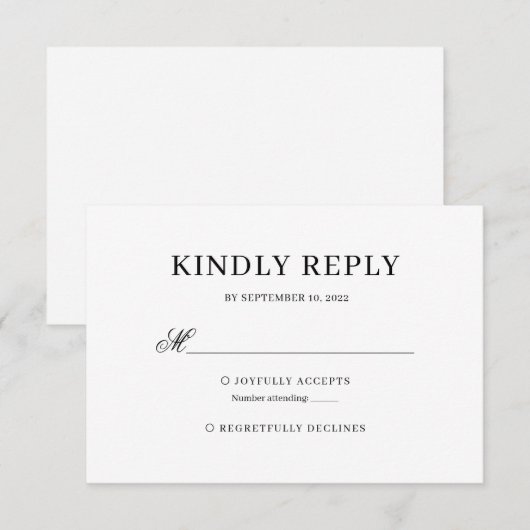 Schwarz-Weiß-Klassik-Hochzeit Rsvp Karte (Vorne/Hinten)
