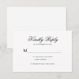 Schwarz-Weiß-Klassik-Hochzeit Rsvp Karte