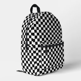 Schwarz-Weiß-Klassik-Karo Bedruckter Rucksack