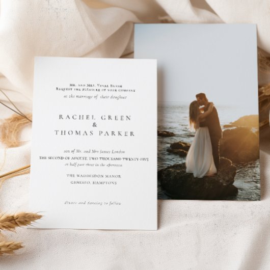 Schwarz-Weiß-Klassik-Minimal-Foto-Hochzeit Einladung