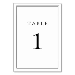 Schwarz-Weiß-Klassik Minimalistisch Tischnummer