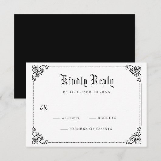 Schwarz-Weiß-Klassik RSVP Karte (Vorne/Hinten)