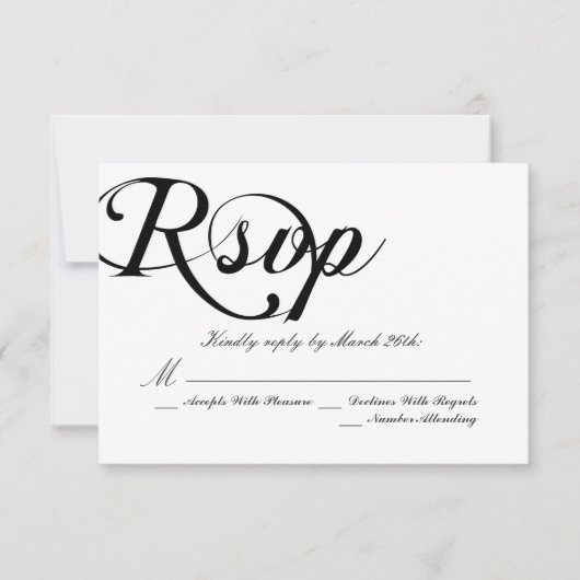 Schwarz-Weiß-Klassik RSVP Karte (Vorderseite)