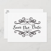Schwarz/Weiß Klassik Save the Date Vintag Ankündigungspostkarte (Vorne/Hinten)