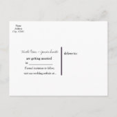 Schwarz/Weiß Klassik Save the Date Vintag Ankündigungspostkarte (Rückseite)