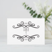 Schwarz/Weiß Klassik Vintage Hochzeit Tischnummer (Stehend Vorderseite)