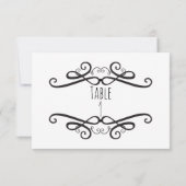 Schwarz/Weiß Klassik Vintage Hochzeit Tischnummer (Rückseite)
