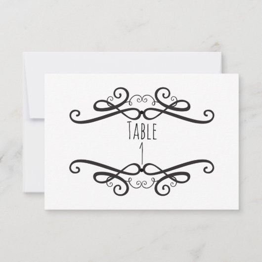 Schwarz/Weiß Klassik Vintage Hochzeit Tischnummer (Rückseite)