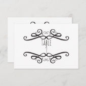 Schwarz/Weiß Klassik Vintage Hochzeit Tischnummer (Vorne/Hinten)