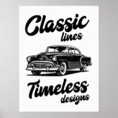 Schwarz-Weiß-Klassiker für Autos. Poster (Vorne)