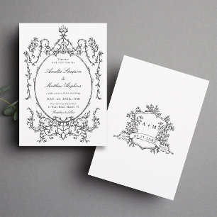 Schwarz-Weiß-Klassiker-Rahmen Hochzeit            Einladung