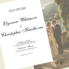Schwarz-Weiß-Klassiker Zeitlose Kalligrafie-Hochze Einladung