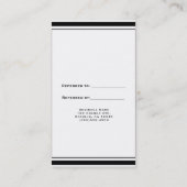 Schwarz & Weiß Klassisch Elegante Elegante Elegant Empfehlungskarte (Rückseite)