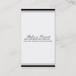 Schwarz & Weiß Klassisch Elegante Elegante Elegant Empfehlungskarte
