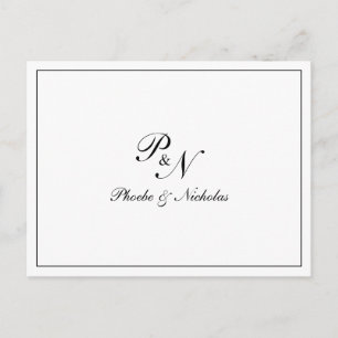 Schwarz-weiß klassisch elegante Hochzeit Danke Postkarte