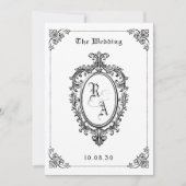 Schwarz-Weiß Klassische gotische Hochzeit Einladung (Vorderseite)