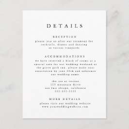 Schwarz & Weiß - Klassische Hochzeitsdetails Begleitkarte